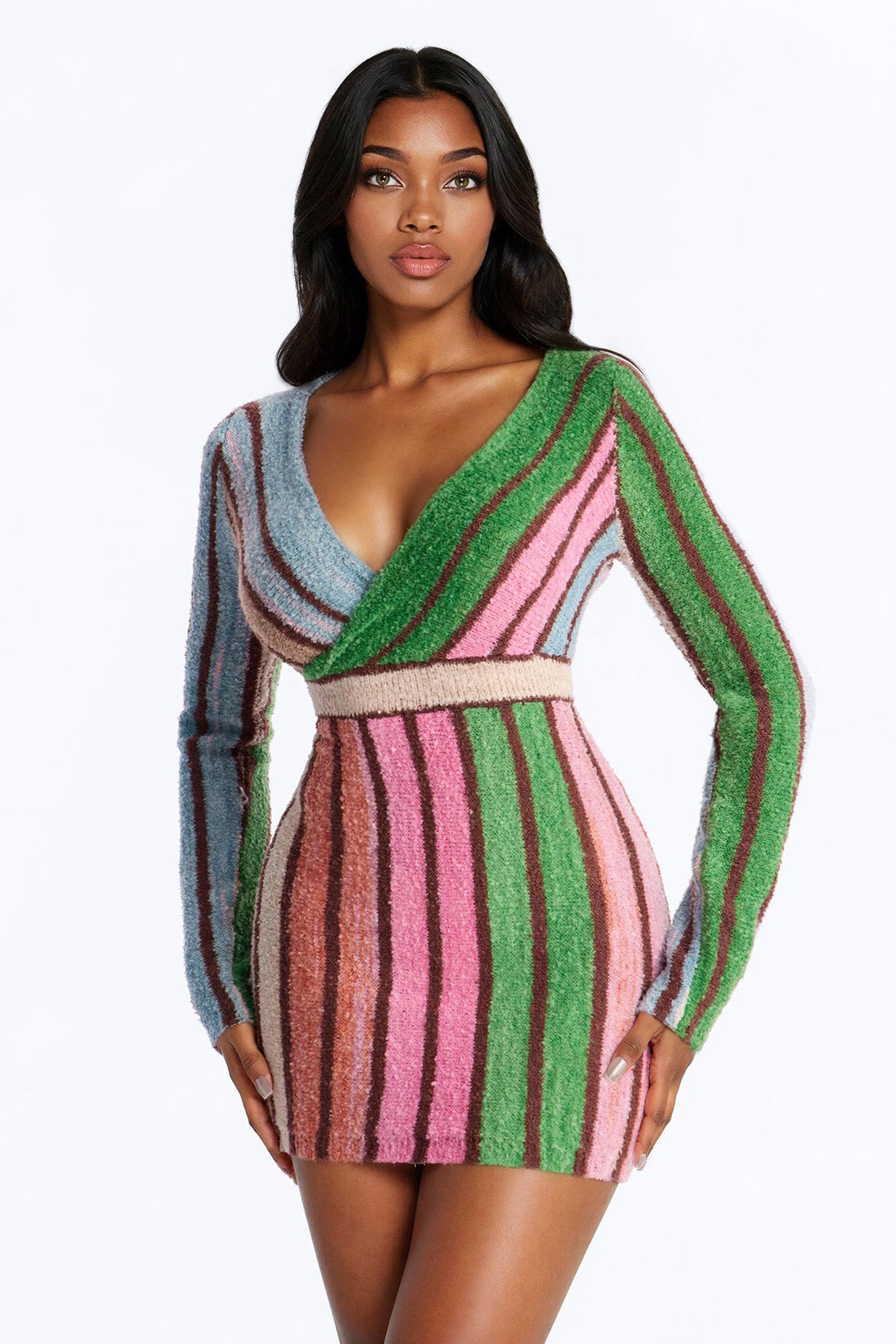 Keepin Cozy Sweater Mini Dress - Multi Color