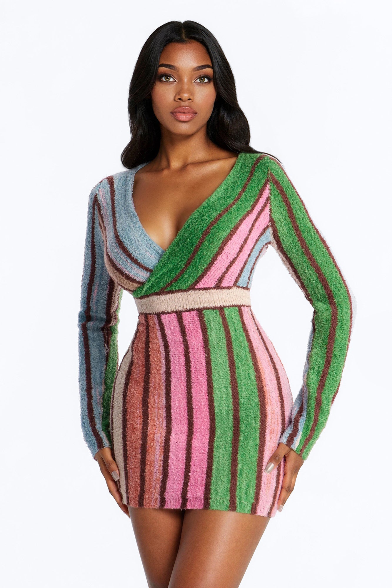 Keepin Cozy Sweater Mini Dress - Multi Color