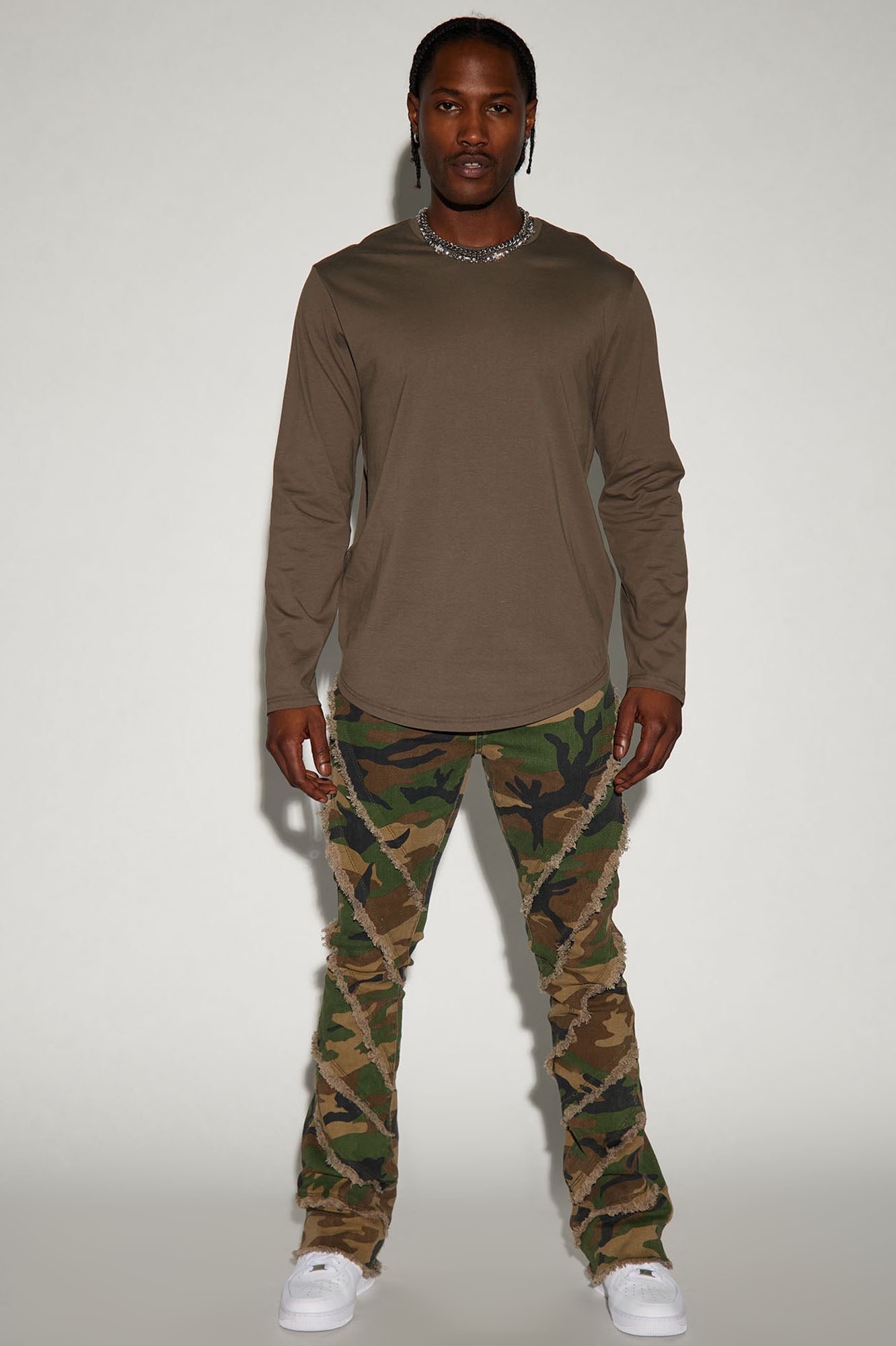 Essential Long Sleeve Scallop Tee - Olive