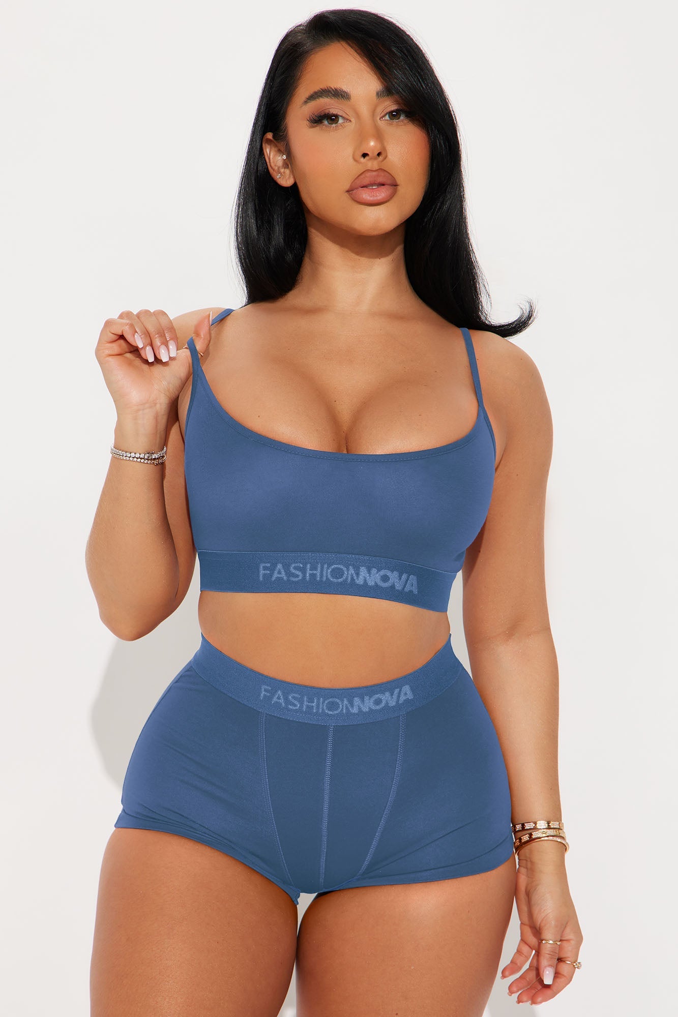FN Mood Cami And Boxer Set - Slate Blue