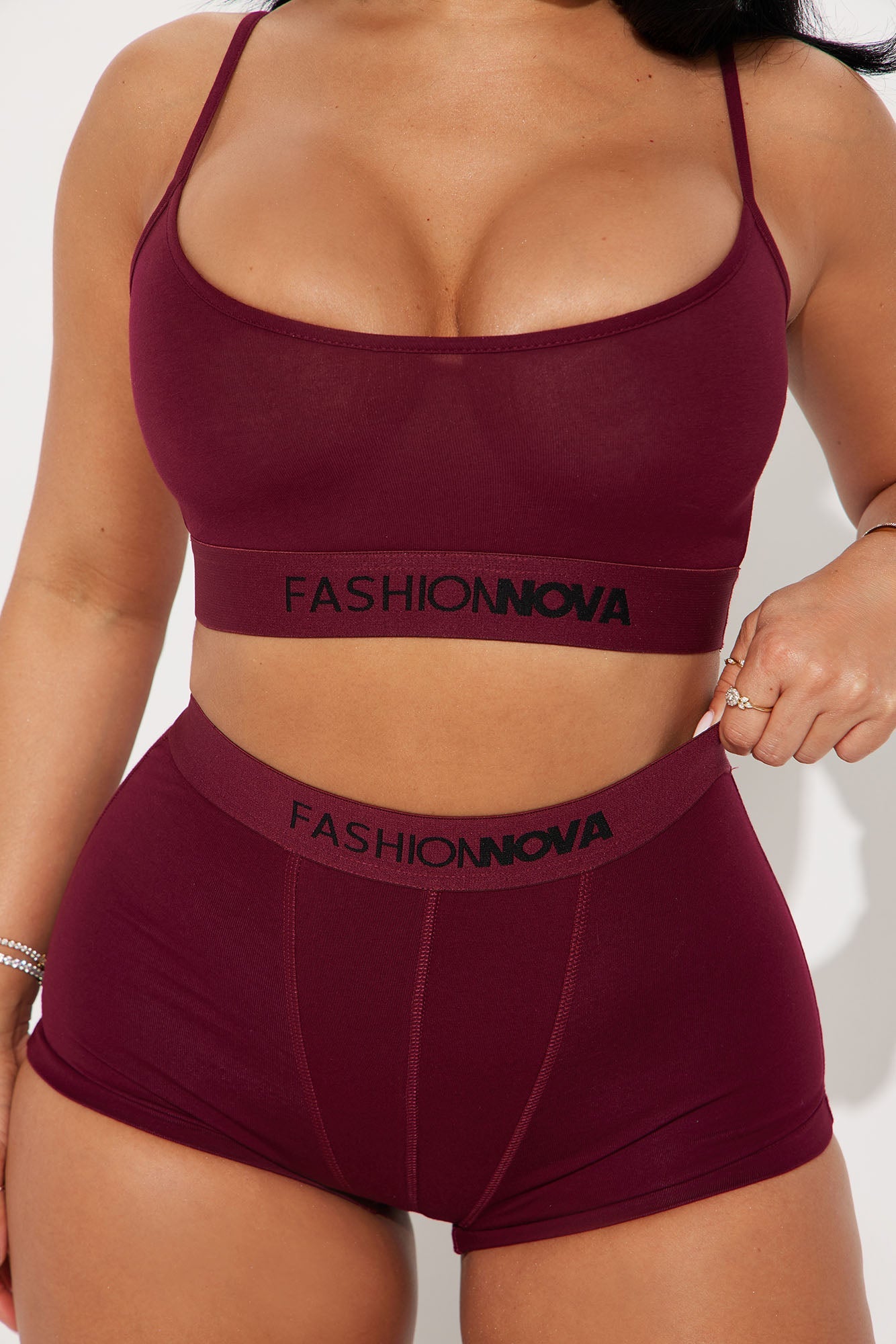 FN Mood Cami And Boxer Set - Wine