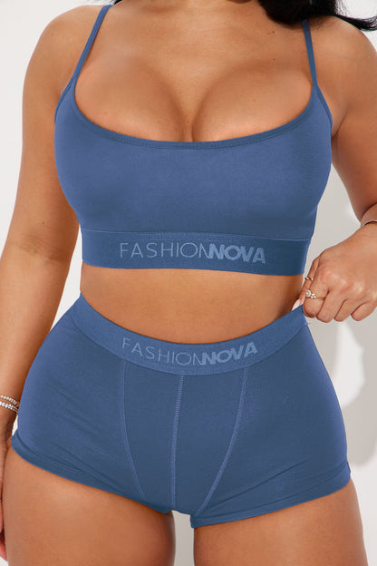 FN Mood Cami And Boxer Set - Slate Blue