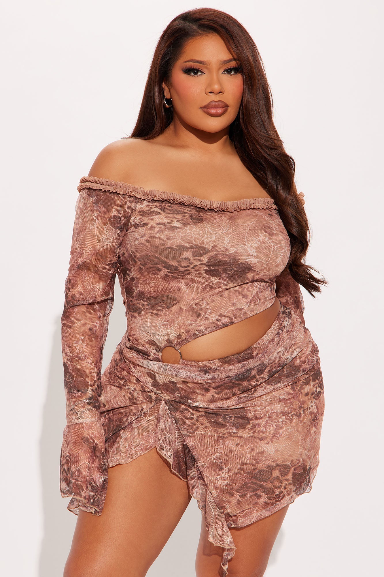 One Of One Leopard Lace Mini Dress - Brown