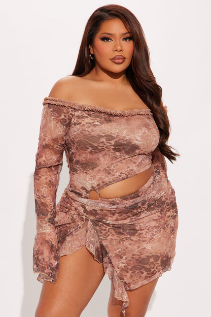 One Of One Leopard Lace Mini Dress - Brown
