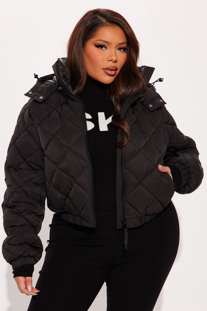 Snow Days Quilted Puffer Jacket - Black