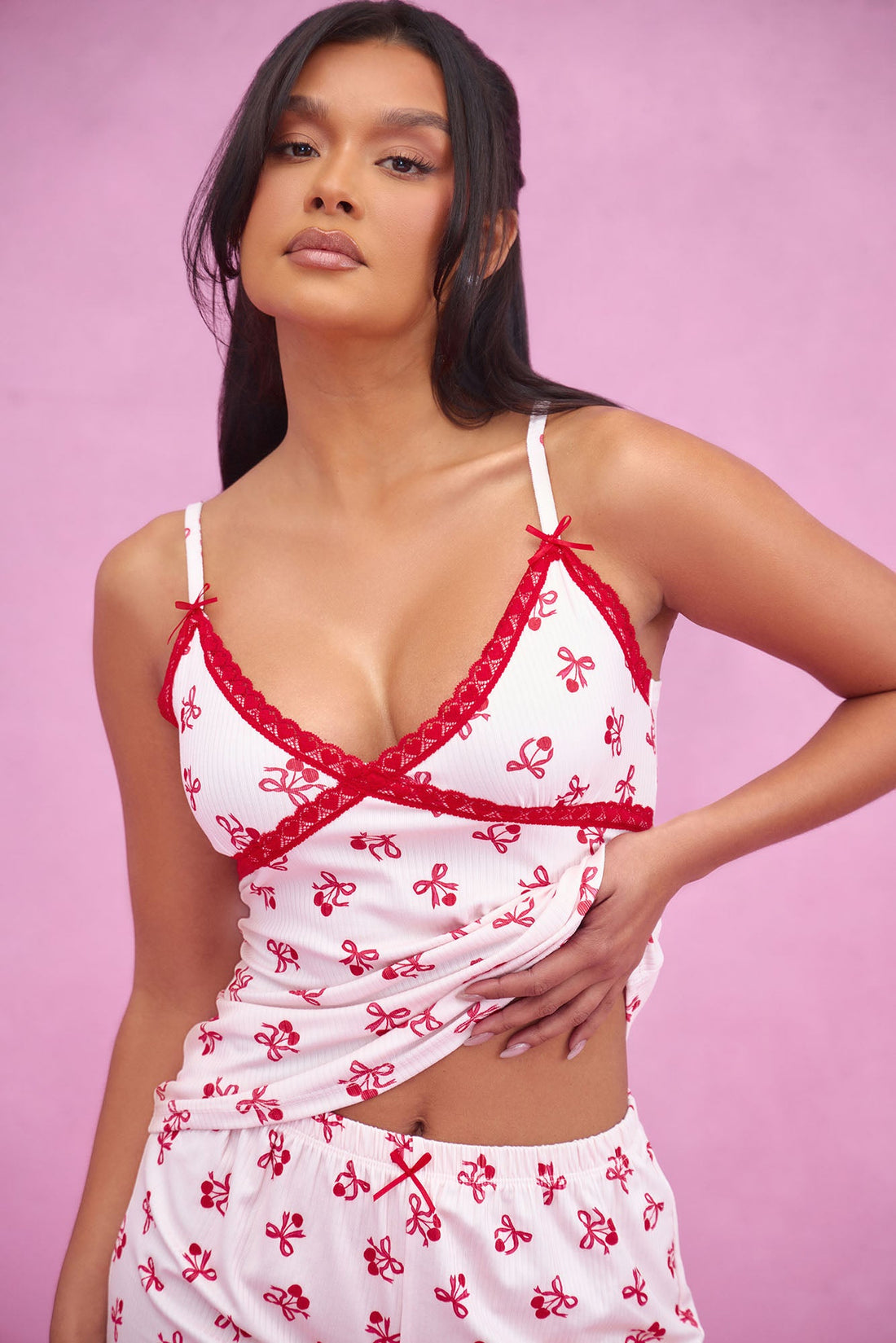Sweet Romance Ribbed PJ Short Set - Pink/combo