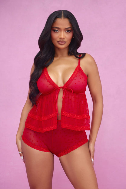 Tamara Heart To Heart Mesh 2 Piece Set - Red