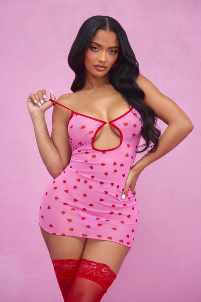 Monica Heart Throb Mesh Chemise - Pink/combo
