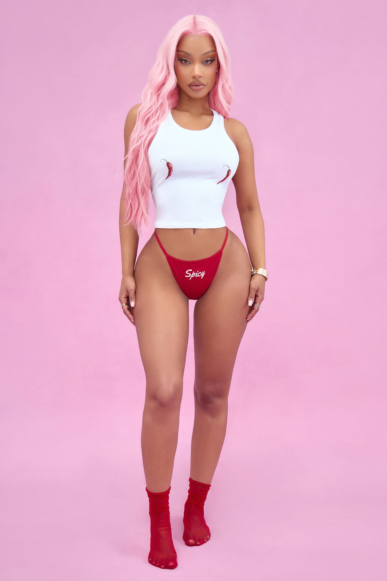 Hot Stuff Tank And Panty Set - Red/combo