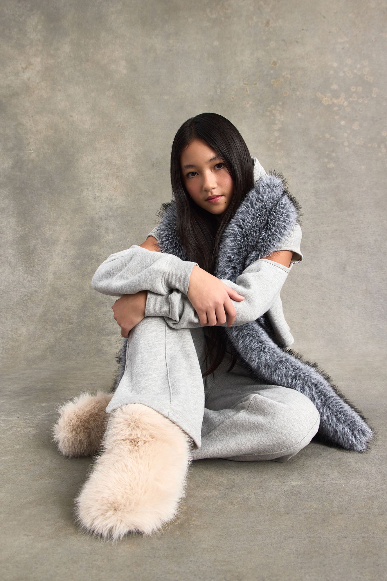 Mini Daily Routine Fleece Pant Set - Heather Grey