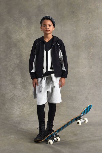 Mini Relaxed Aura Coded Hooded Track Jacket - Black