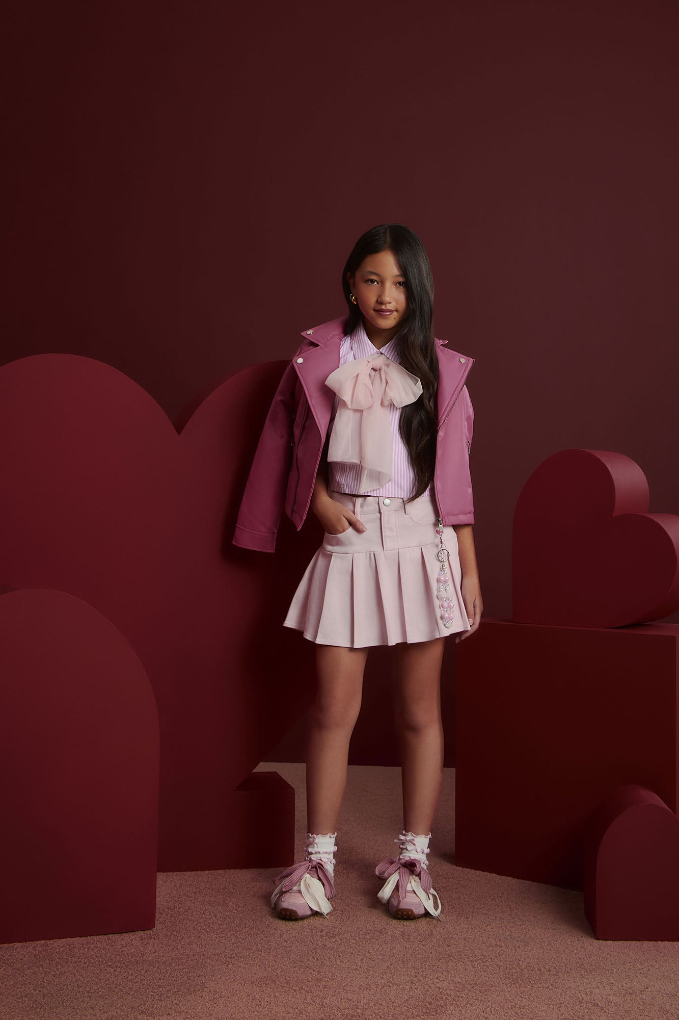 Mini Always A Sweetheart Faux Leather Jacket - Hot Pink