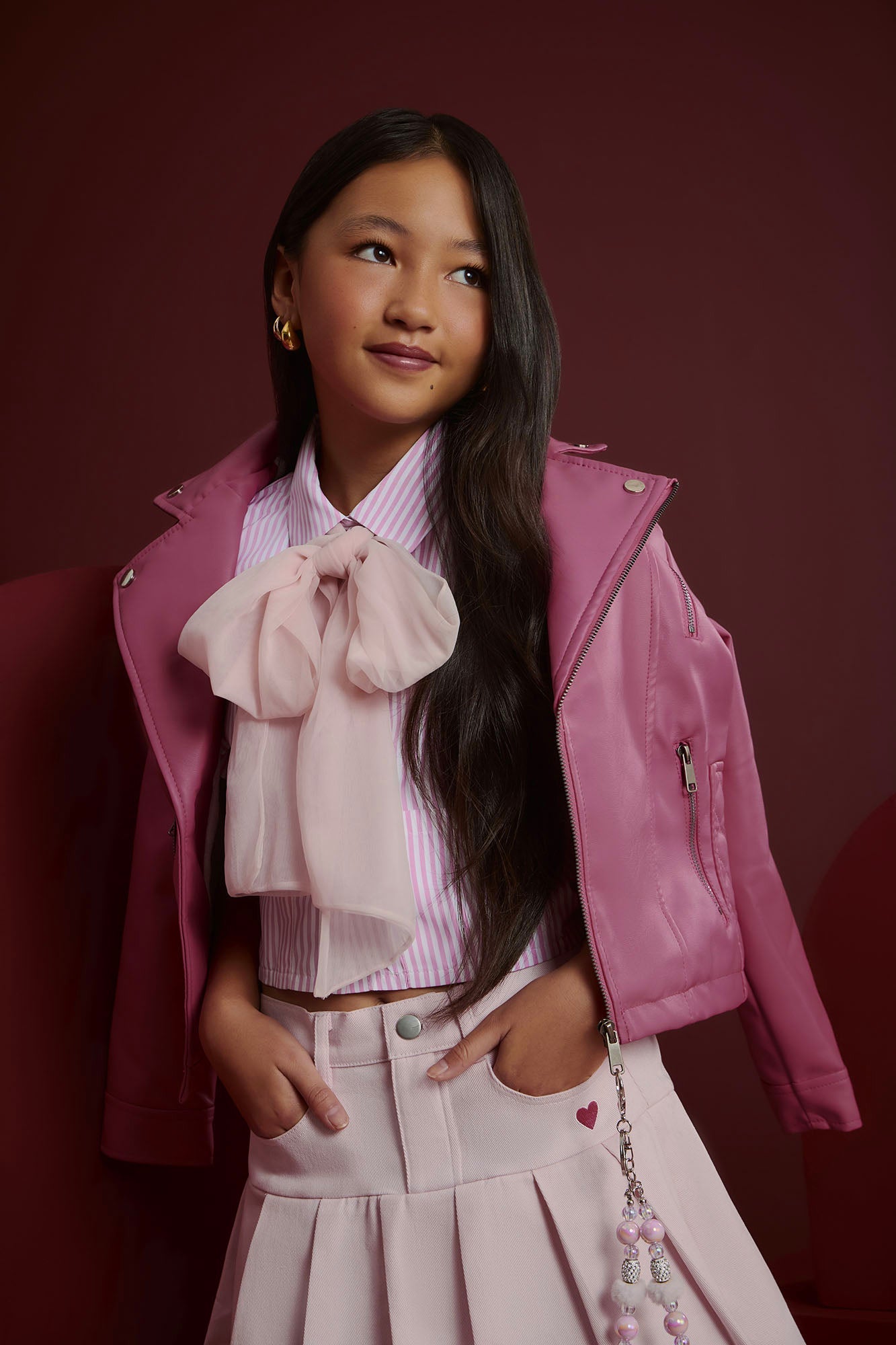 Mini Always A Sweetheart Faux Leather Jacket - Hot Pink