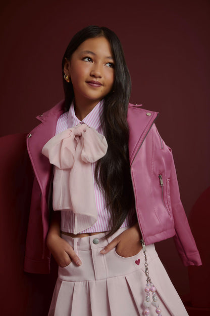 Mini Always A Sweetheart Faux Leather Jacket - Hot Pink