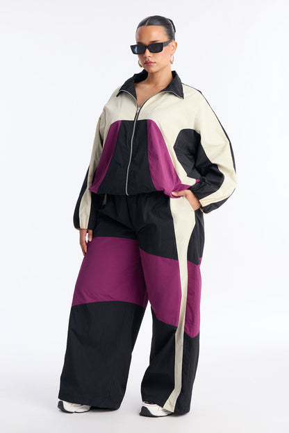 Gina Windbreaker Pant Set - Black/combo