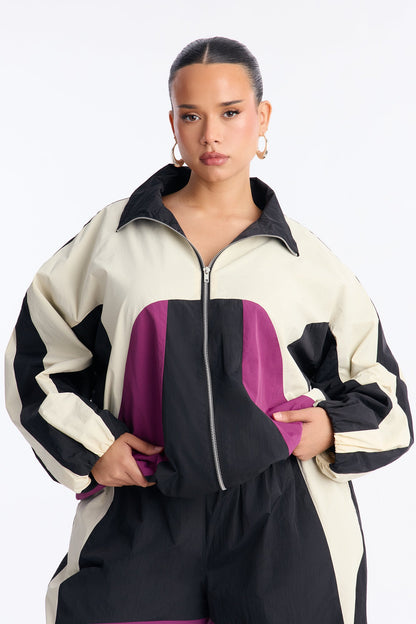 Gina Windbreaker Pant Set - Black/combo
