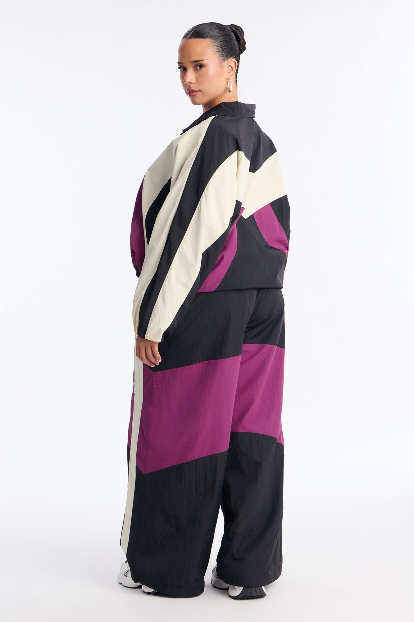 Gina Windbreaker Pant Set - Black/combo