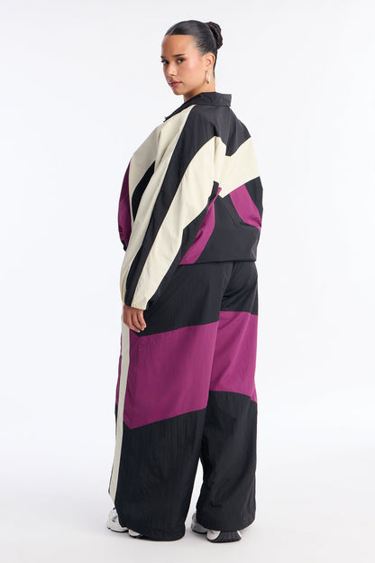 Gina Windbreaker Pant Set - Black/combo