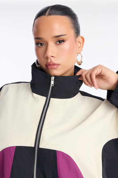 Gina Windbreaker Pant Set - Black/combo