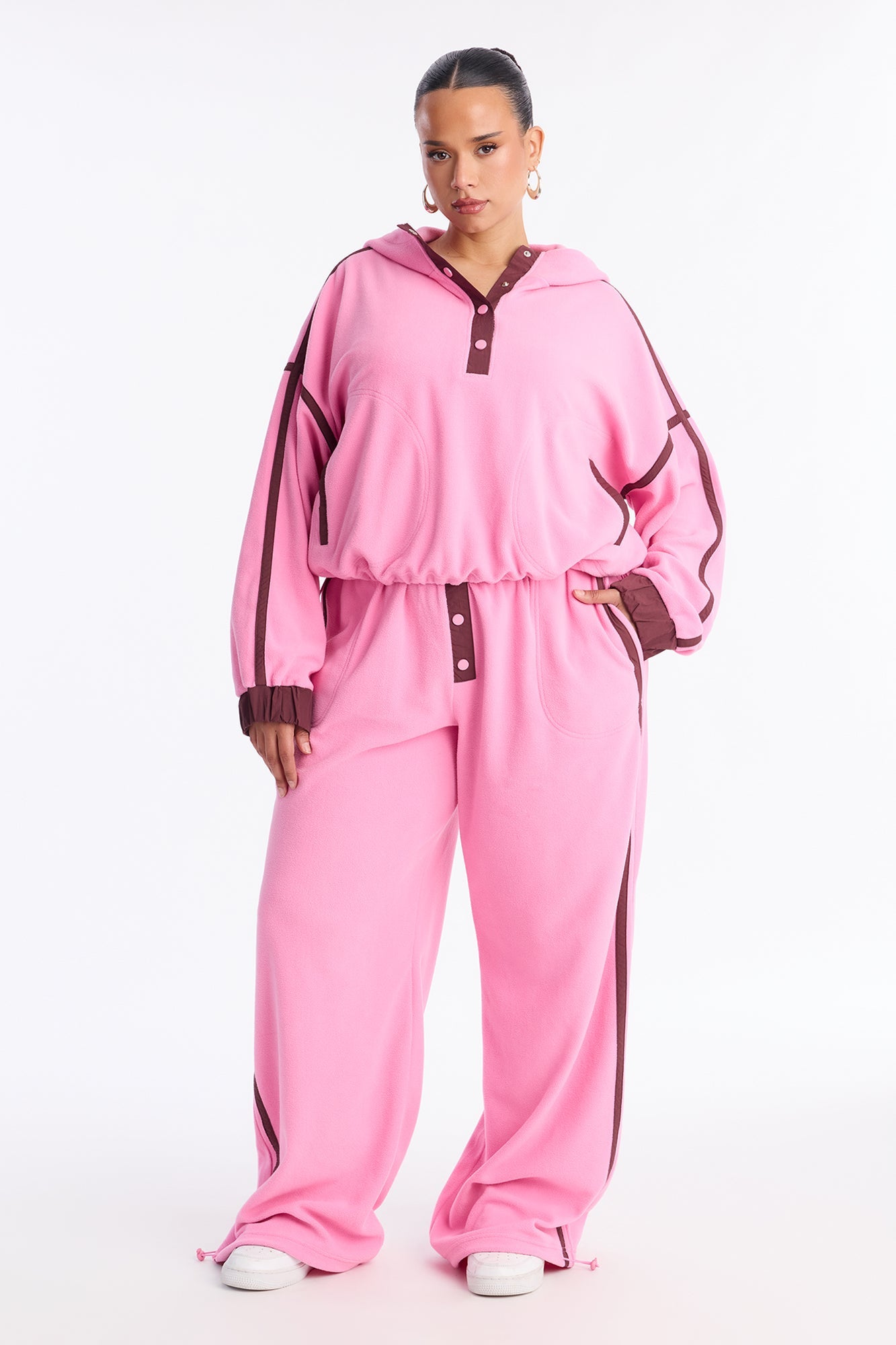 No Rush Polar Fleece Pant Set - Pink