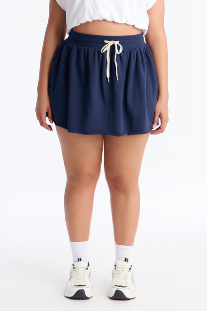 Gabby French Terry Micro Mini Skirt - Navy
