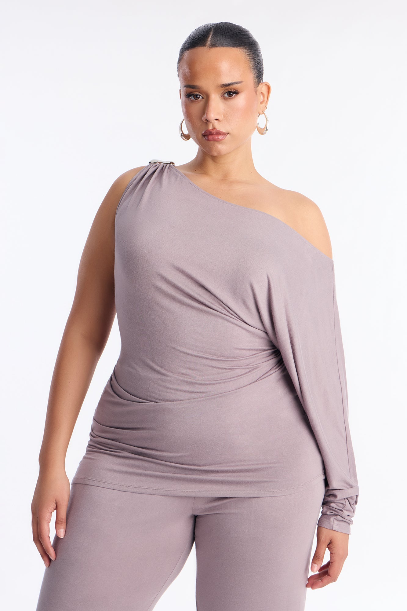 Best Decision One Shoulder Pant Set - Grey