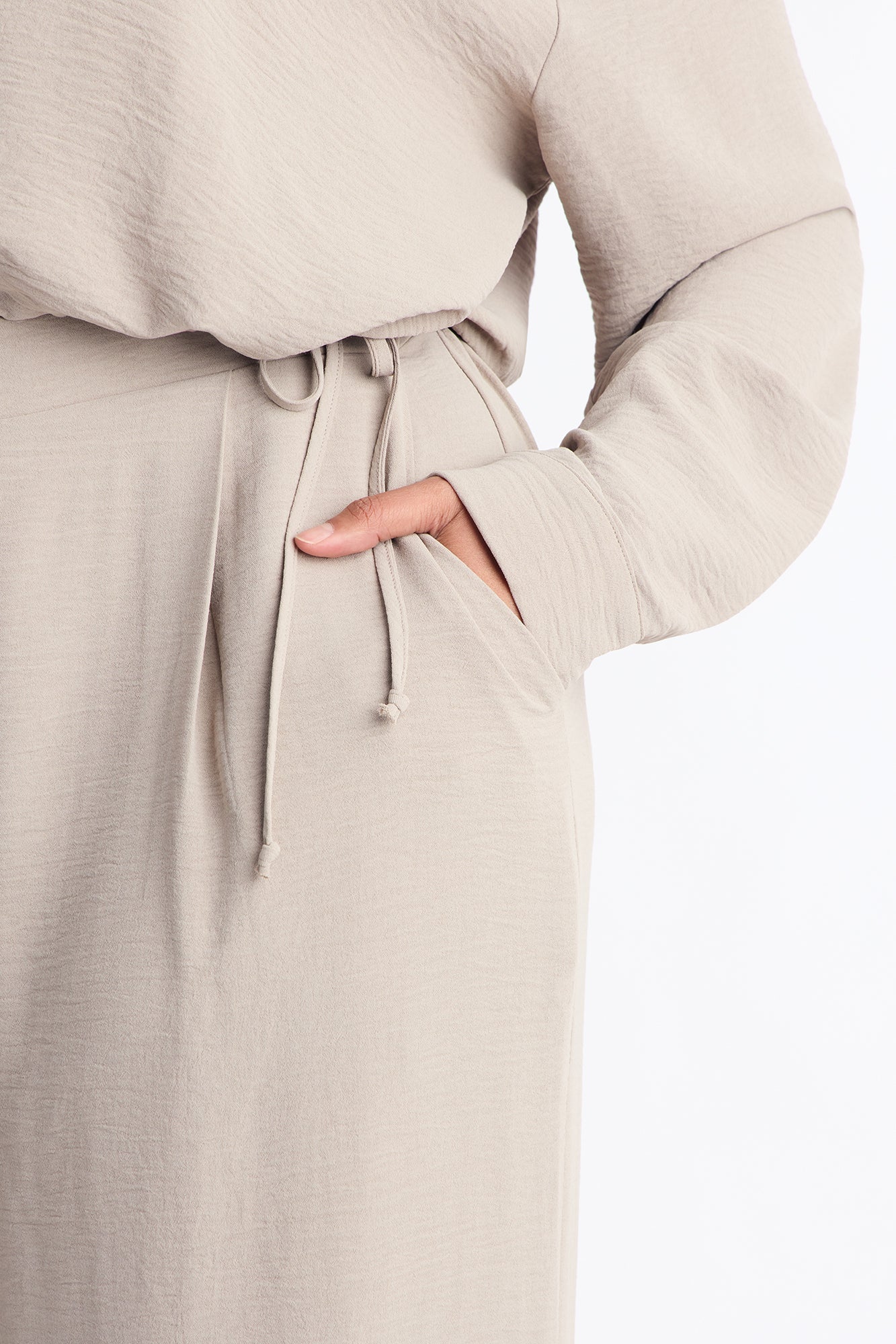 Makenzie Drawstring Waist Pant Set - Stone