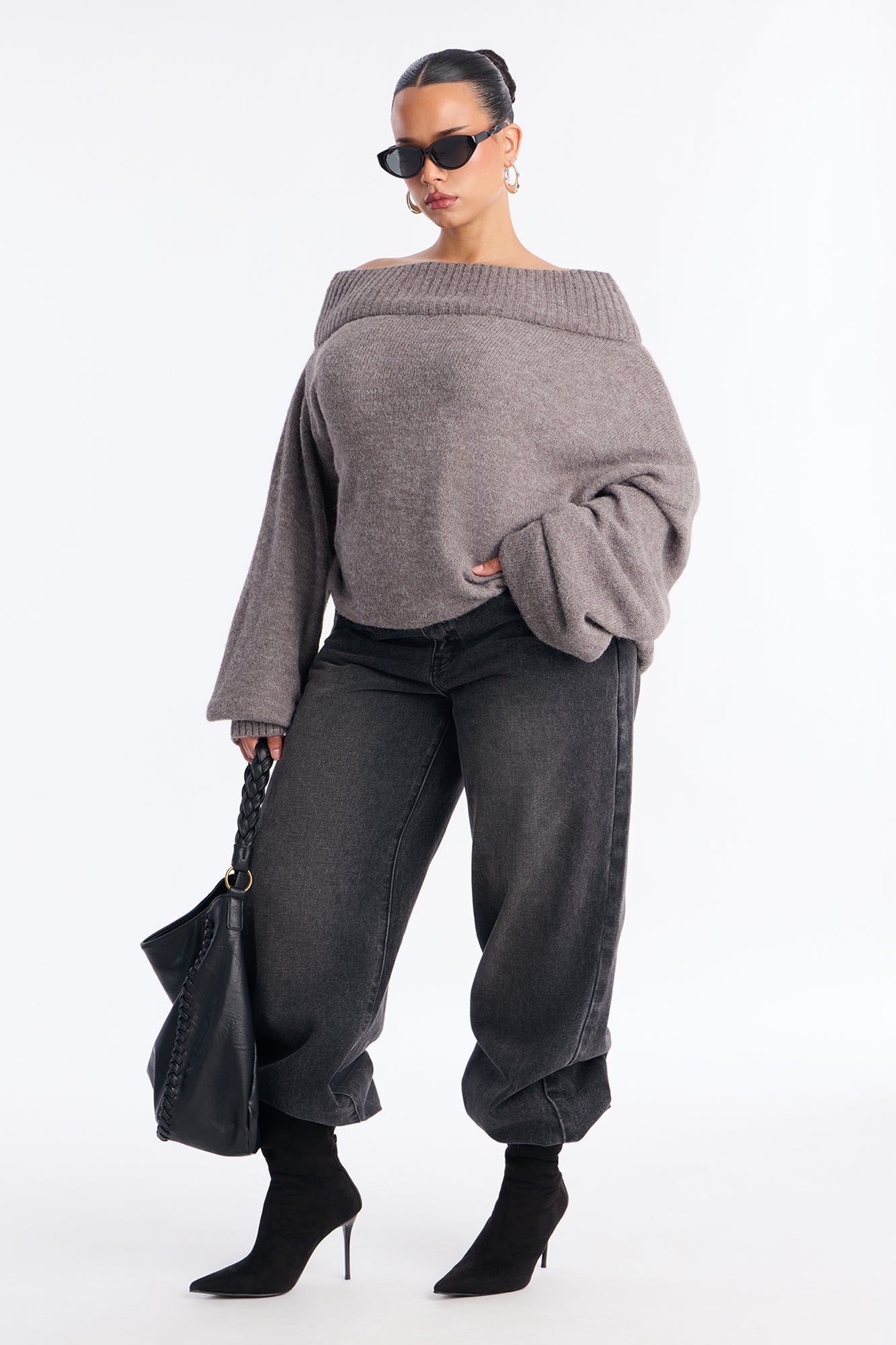 Casual Slay Oversized Sweater - Charcoal
