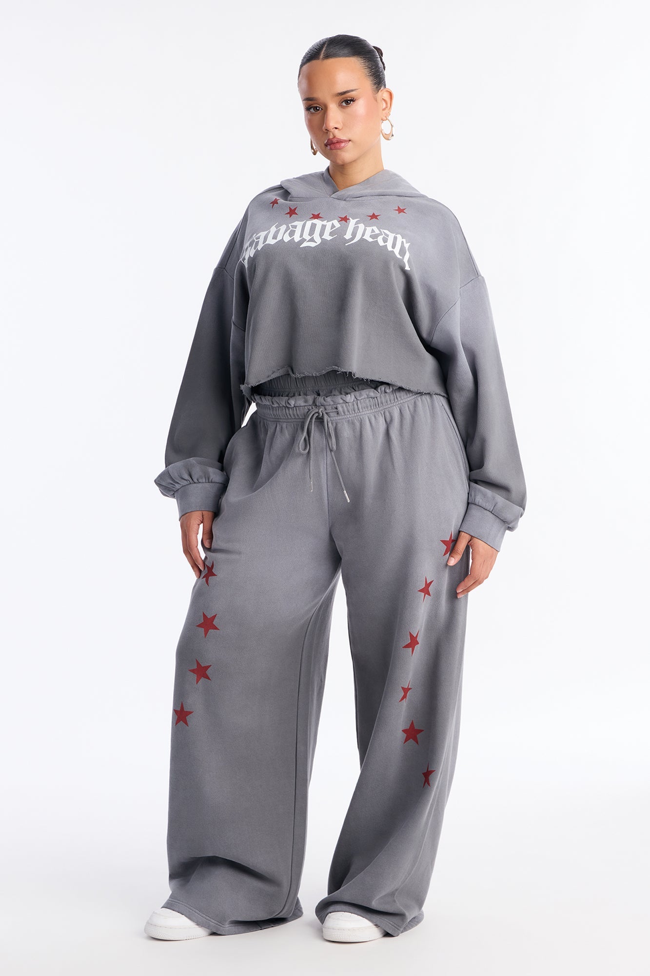 Savage Heart Washed Fleece Pant Set - Black Wash