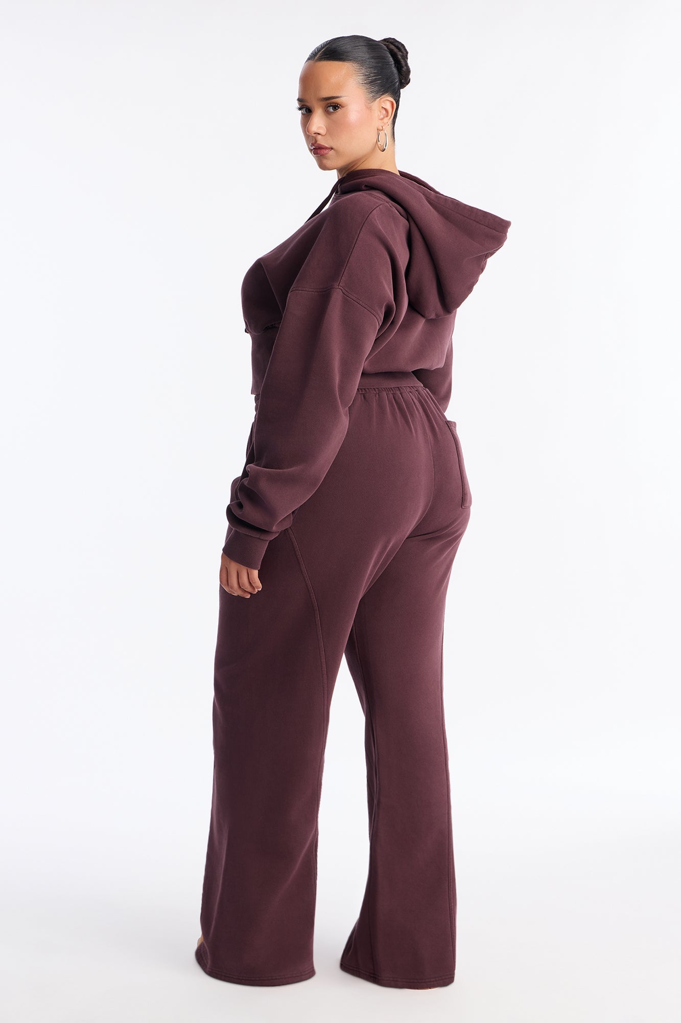 Revenge Fleece Wide Leg Pant Set - Plum