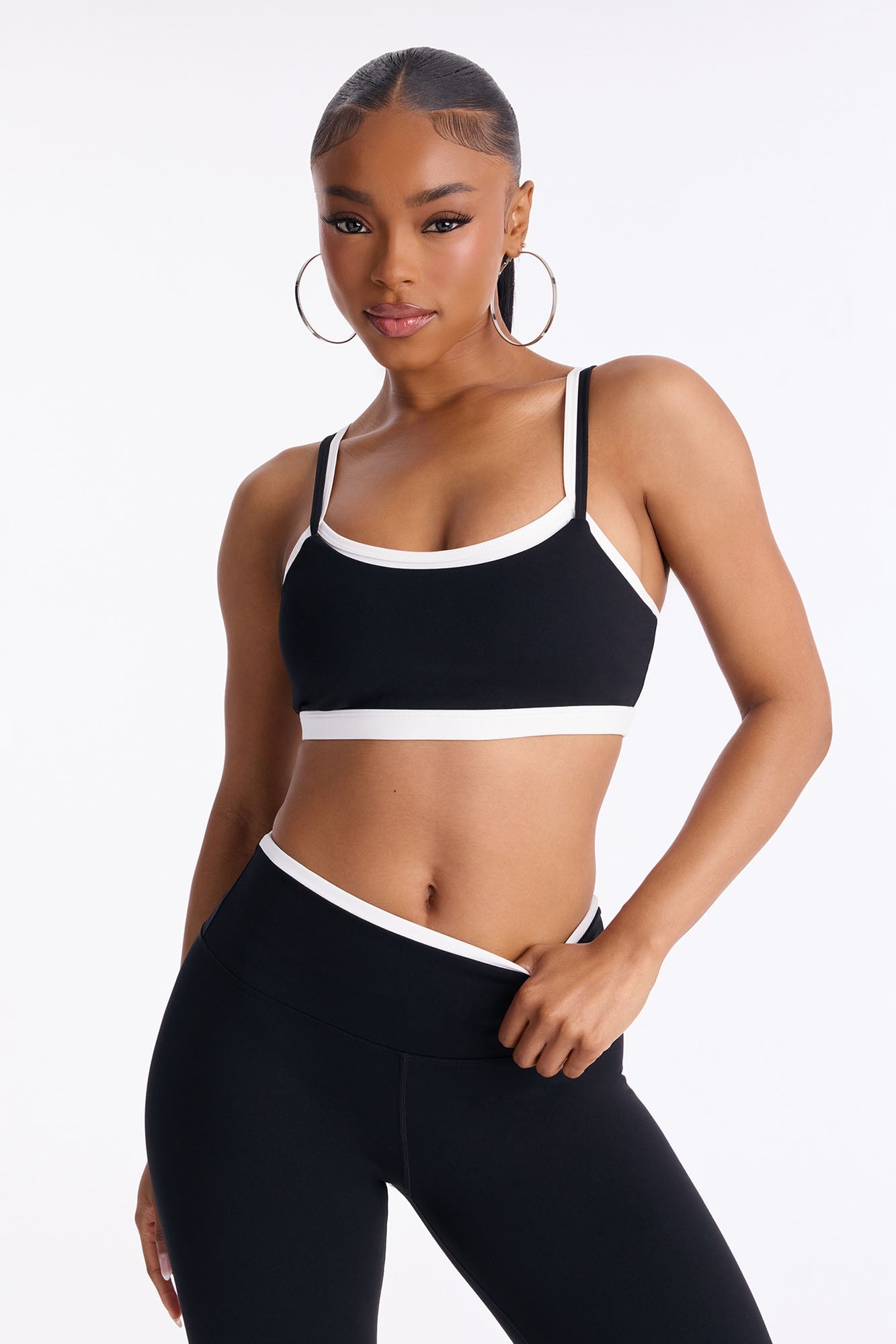 Double Take Contrast Legging Set - Black