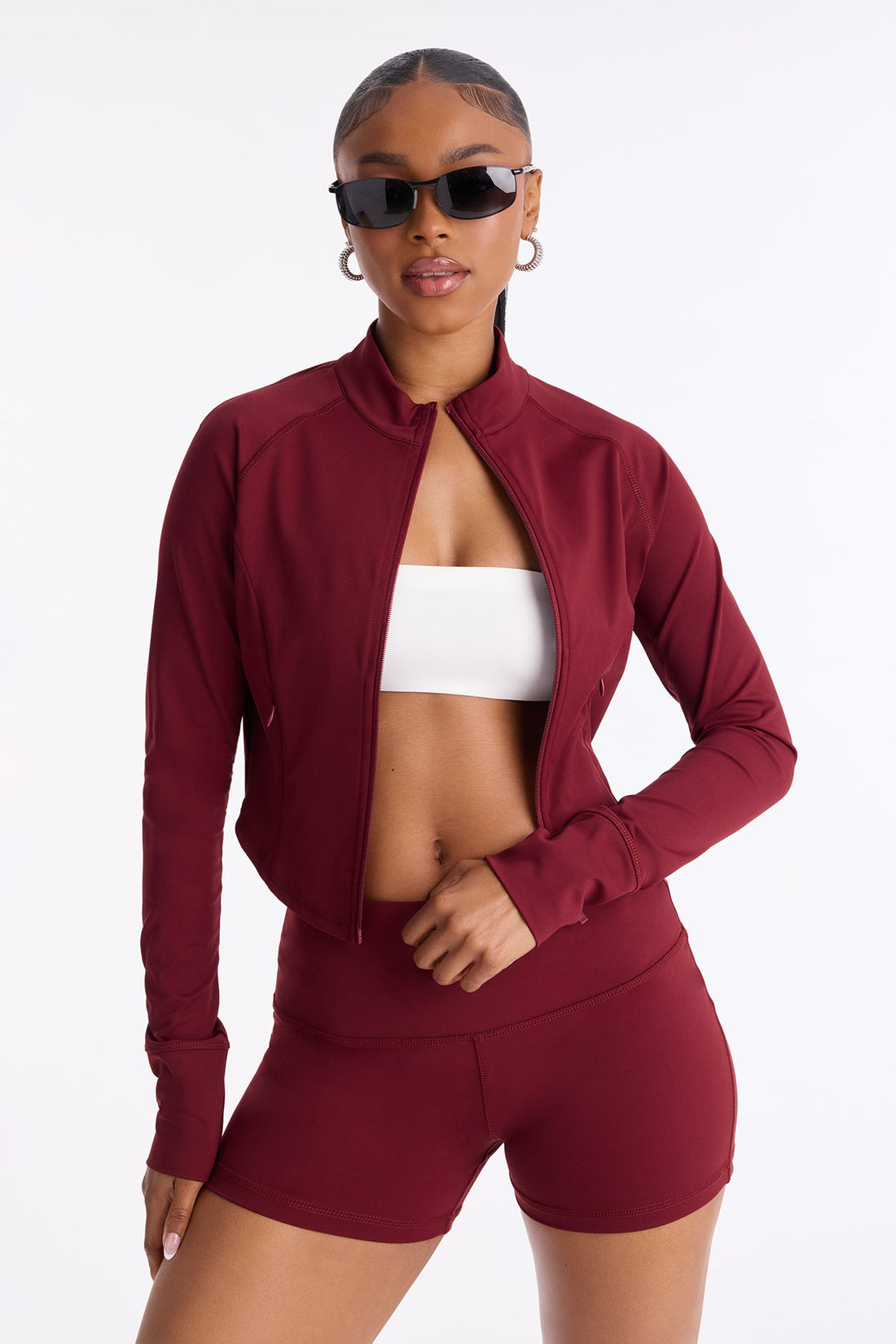 Sporty Vibe Biker Short Set - Burgundy