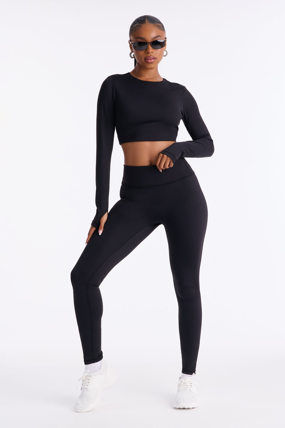 Sasha Open Back Ruched Legging Set - Black