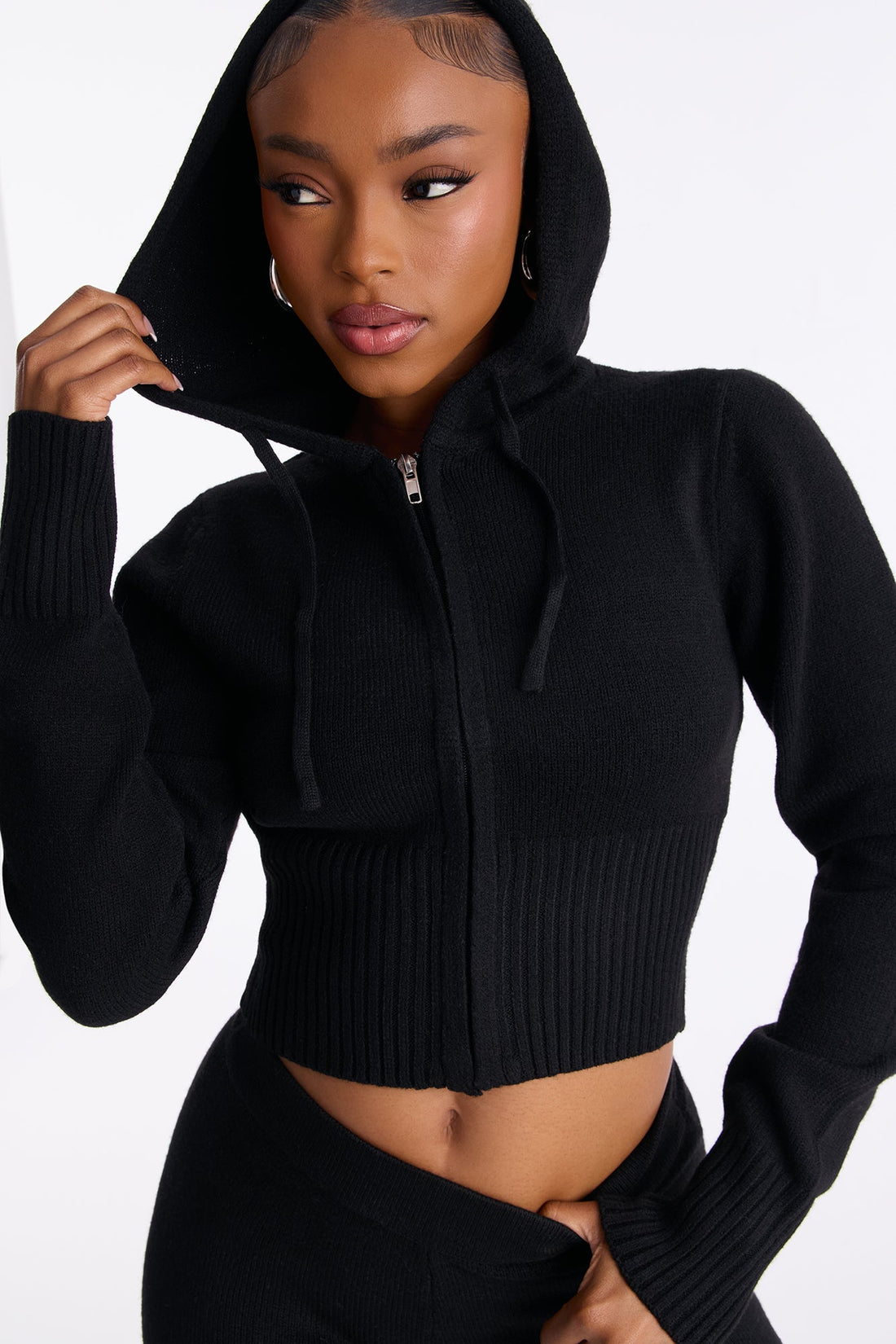 CozyCash Sweater Zip Up Hoodie - Black