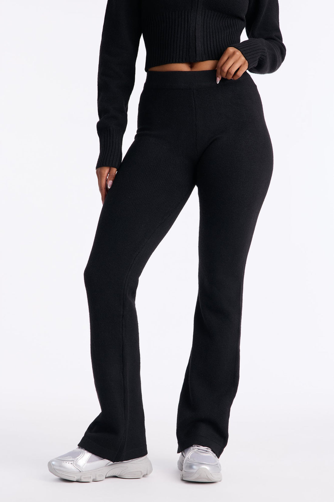 CozyCash Sweater Flare Pant - Black