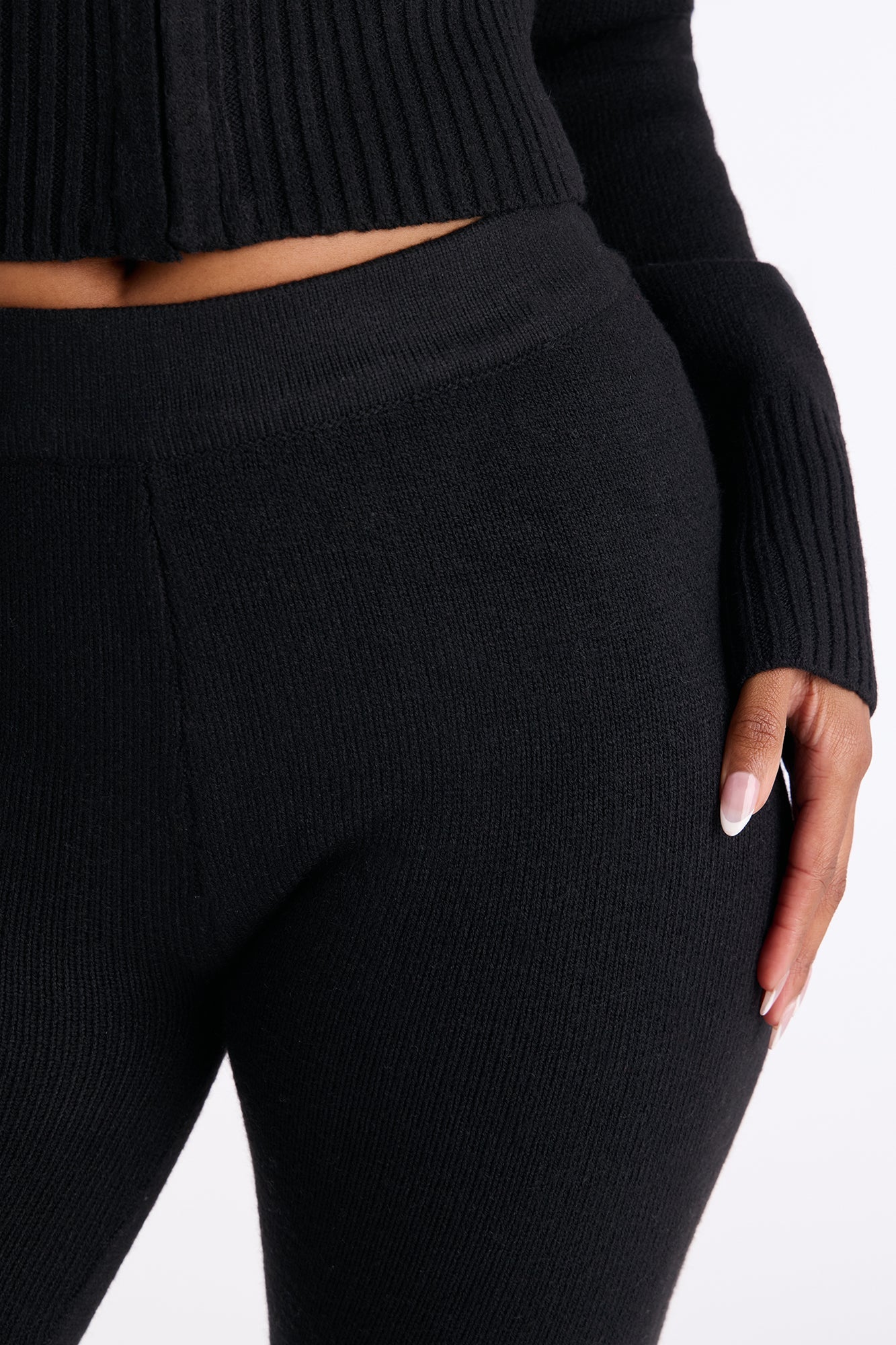 CozyCash Sweater Flare Pant - Black