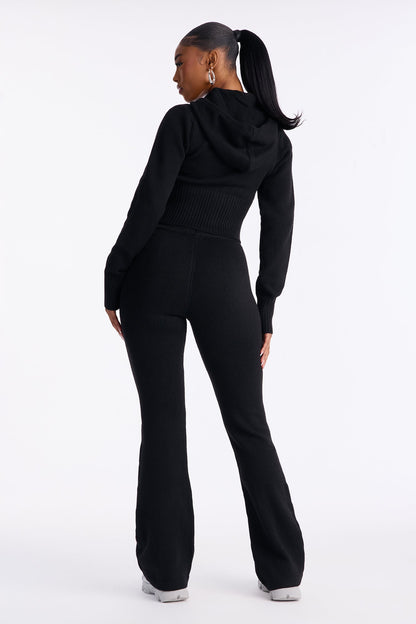 CozyCash Sweater Flare Pant - Black