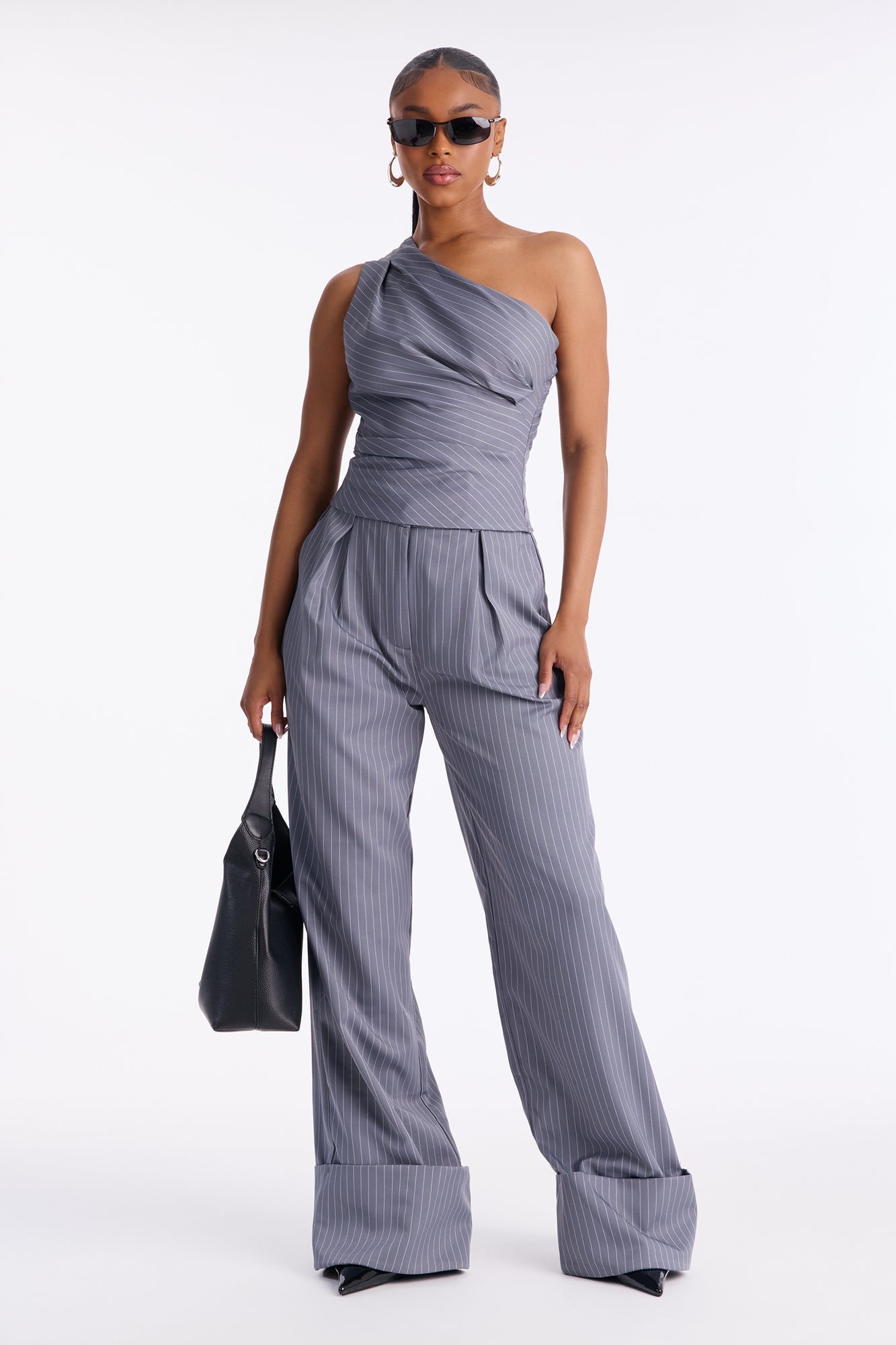 Timeless Straight Leg Pinstripe Trouser 34″ - Grey/combo