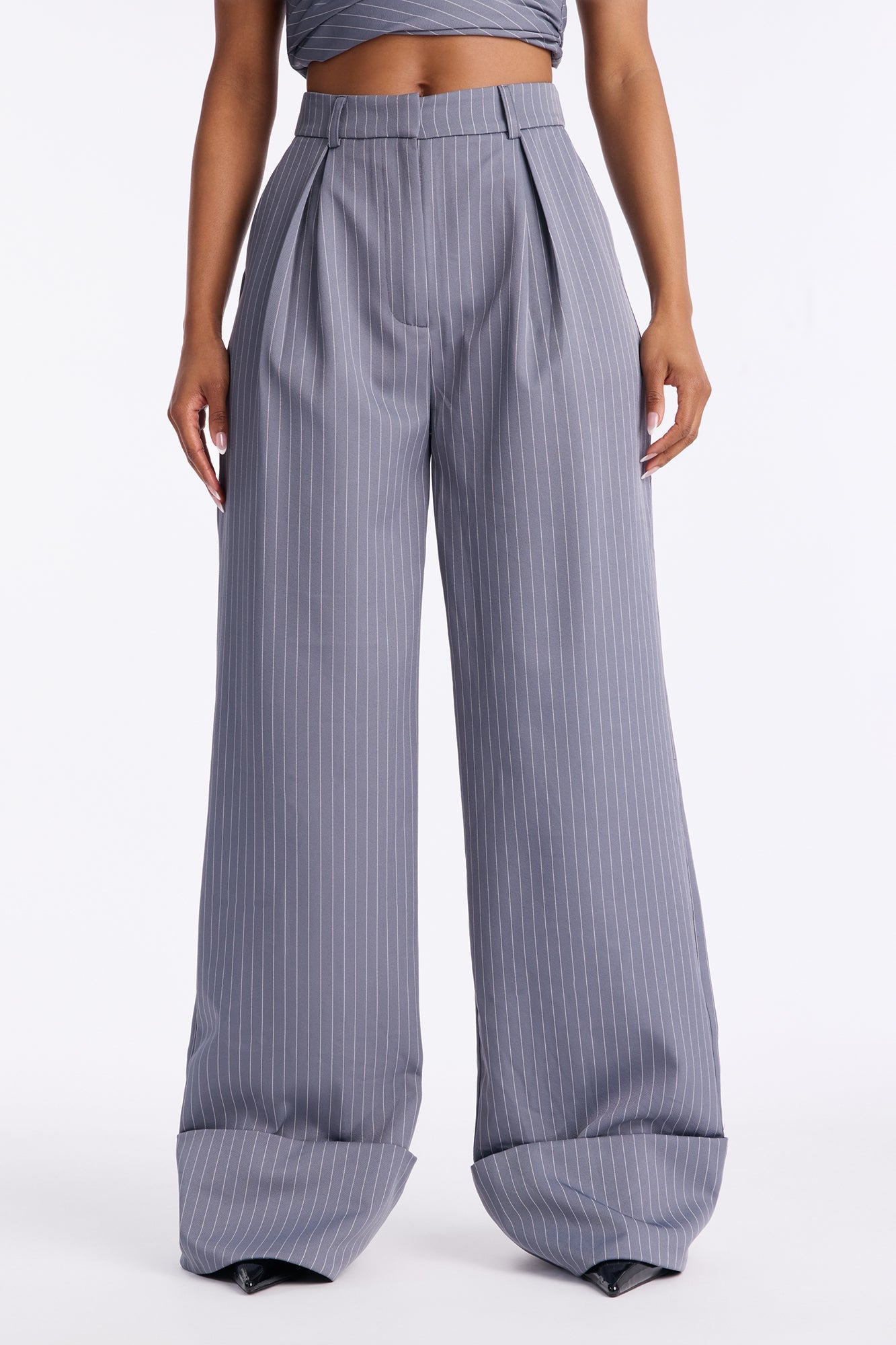Timeless Straight Leg Pinstripe Trouser 34″ - Grey/combo