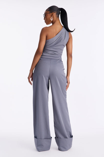 Timeless Straight Leg Pinstripe Trouser 34″ - Grey/combo