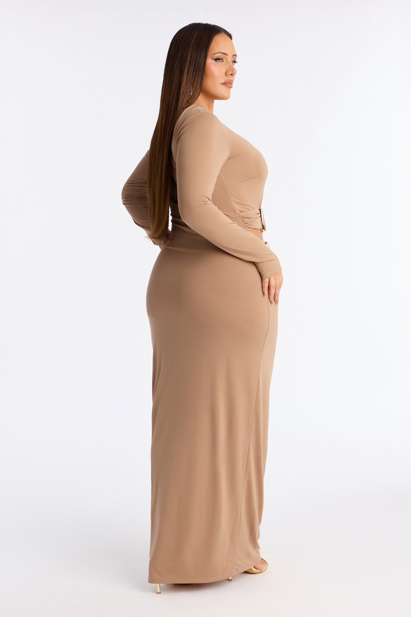 On My Level Cut Out Maxi Dress - Mocha
