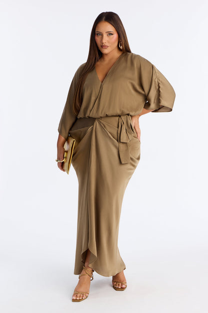 Sleek Taste Satin Maxi Dress - Mocha