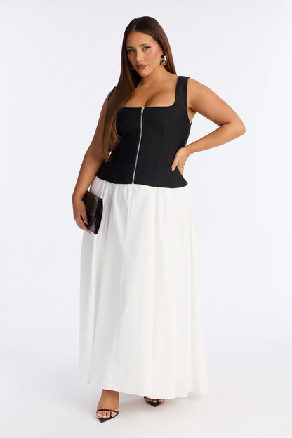 Georgia Peplum Bandage Maxi Dress - Black/White