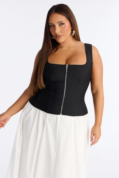 Georgia Peplum Bandage Maxi Dress - Black/White