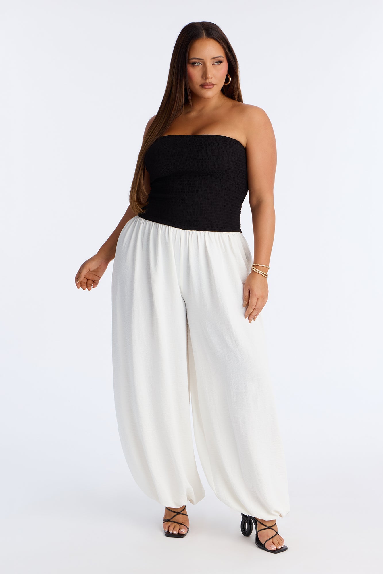 Megan Contrast Trim Balloon Wide Leg Jumpsuit - Black