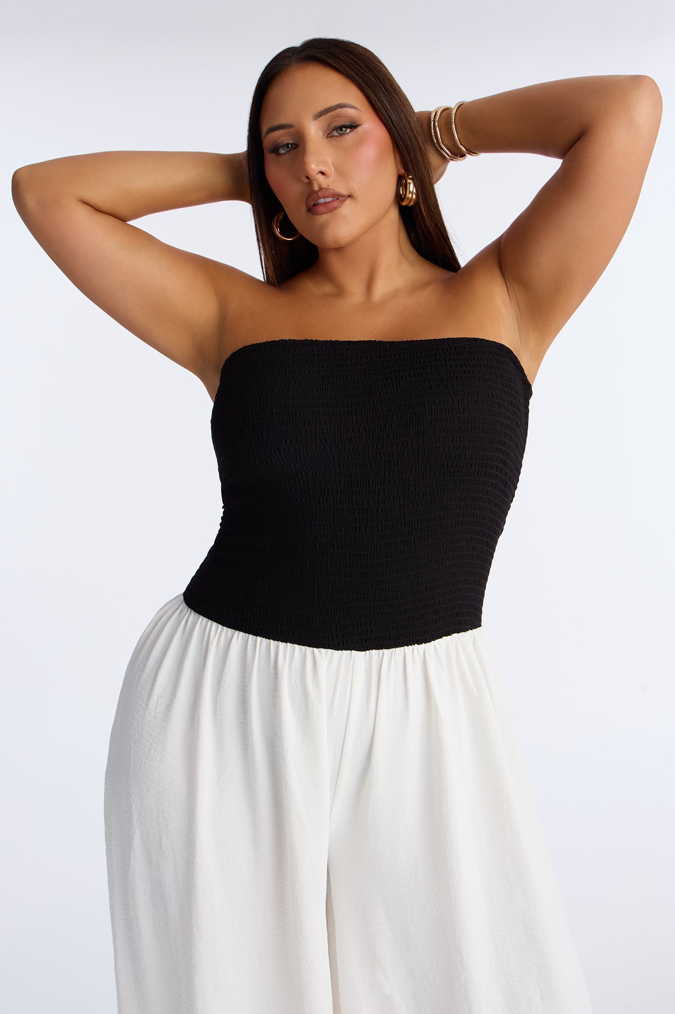 Megan Contrast Trim Balloon Wide Leg Jumpsuit - Black