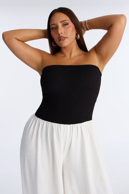 Megan Contrast Trim Balloon Wide Leg Jumpsuit - Black