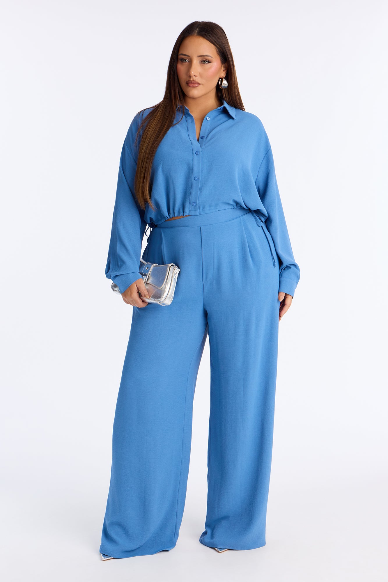 Makenzie Drawstring Waist Pant Set - Blue
