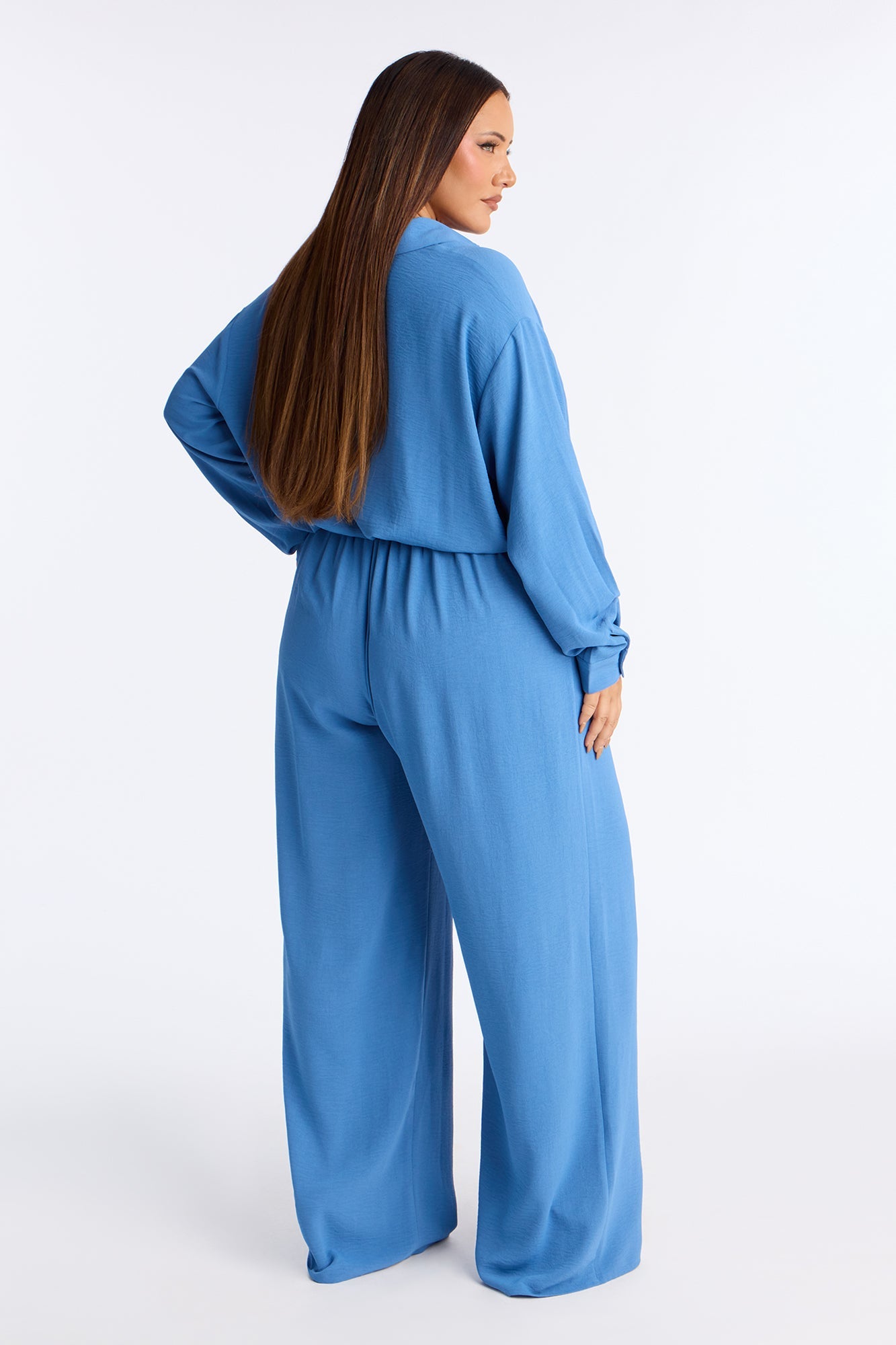 Makenzie Drawstring Waist Pant Set - Blue