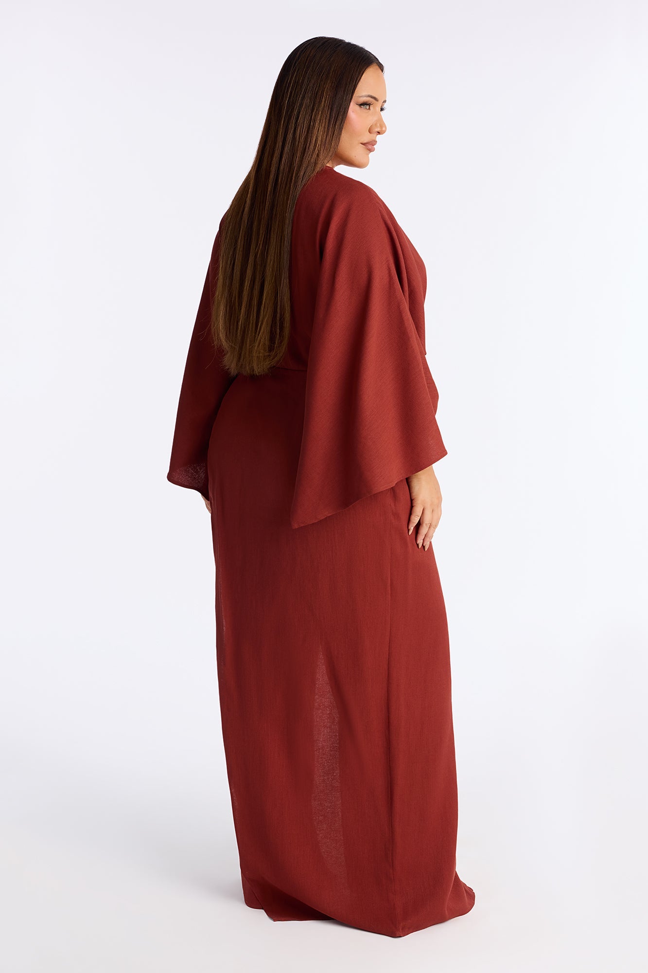 Shantal Long Sleeve Wrap Wide Leg Jumpsuit - Rust